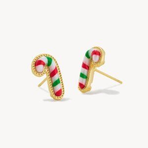 Kendra Scott Gold Candy Cane Stud Earrings Festive Holiday Style Dust Bag Includ